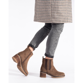 Seastar Botas Chelsea de camurça marrom com salto alto 1