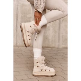 Botas femininas de neve com plataforma e cadarço, bege claro Riaviana 2