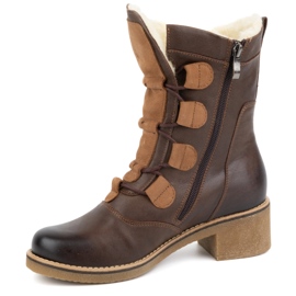 Olivier Botas femininas elegantes de couro com isolamento de lã marrom escuro 317BB castanho 1