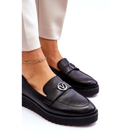 Mocassins femininos de couro Vinceza com cunha baixa, pretos 4