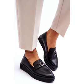 Mocassins femininos de couro Vinceza com cunha baixa, pretos 3