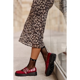 Sapatos femininos com alças envernizados Borgonha Terione vermelho 2