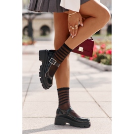 Sapatos femininos de couro envernizado com fivela, Plikuria Preto 2