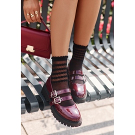 Sapatos femininos com alças envernizados Borgonha Terione vermelho 2