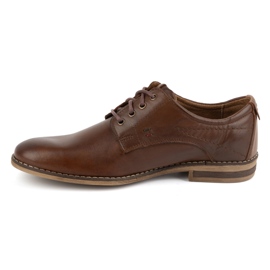KOMODO Sapatos masculinos elegantes de couro 825K castanho marrom 1