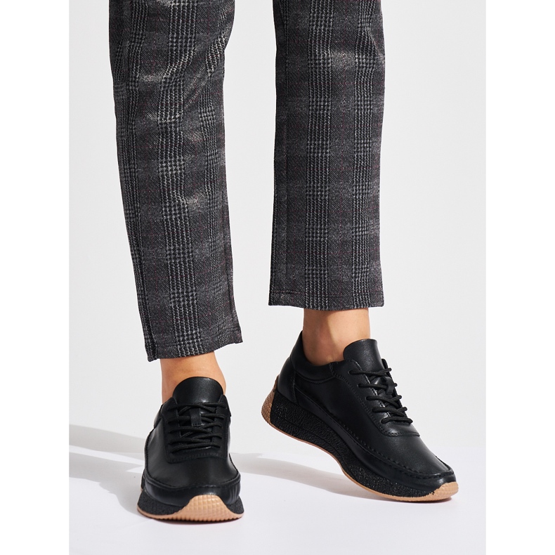 Sergio Leone Calçados esportivos femininos de couro preto 1