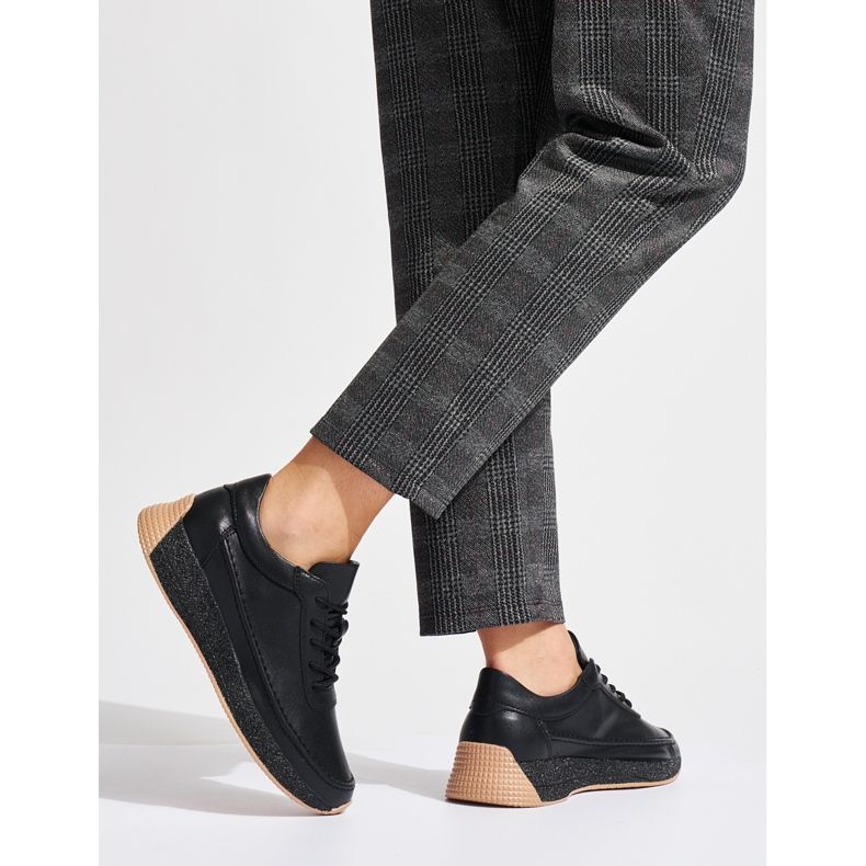 Sergio Leone Calçados esportivos femininos de couro preto 2