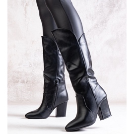 Botas pretas de salto alto em couro ecológico Amare preto 1