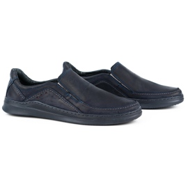Antex Sapatos masculinos deslizam de couro com 216gt azul marinho 2