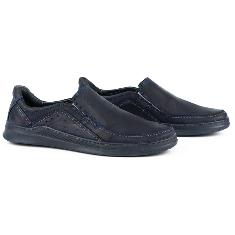 Antex Sapatos masculinos deslizam de couro com 216gt azul marinho 2