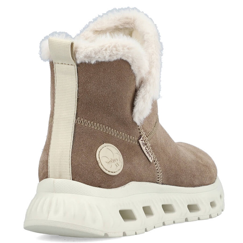 Botins femininos de couro impermeável, botas de neve bege Rieker M6050-64 1