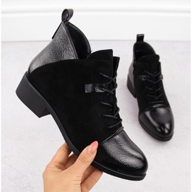 M. DASZYŃSKI Botins femininos de camurça pretos com isolamento M.Daszyński MR2458-7 1