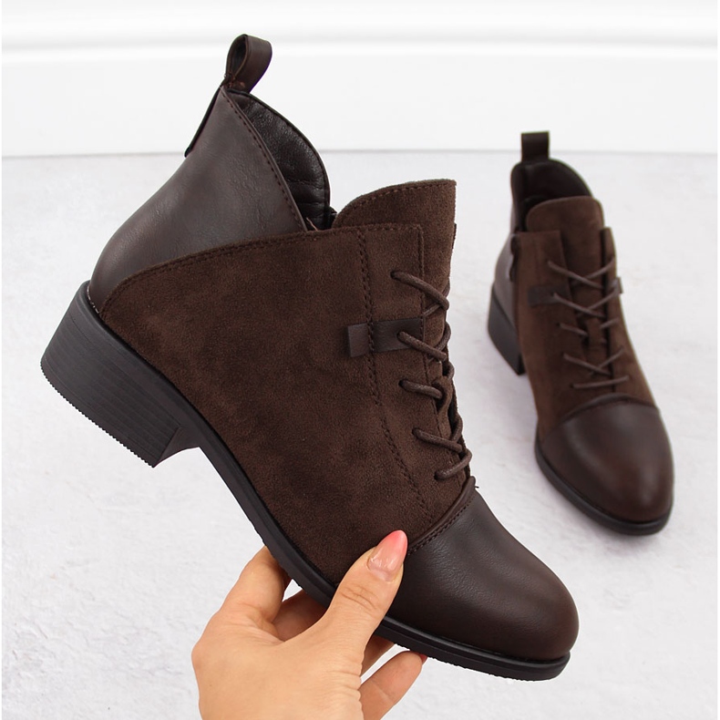 M. DASZYŃSKI Botins femininos de camurça marrom com isolamento M.Daszyński MR2458-7 castanho 1