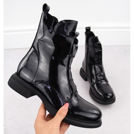 Botas femininas de couro envernizado, pretas, Vinceza 66678 preto 1
