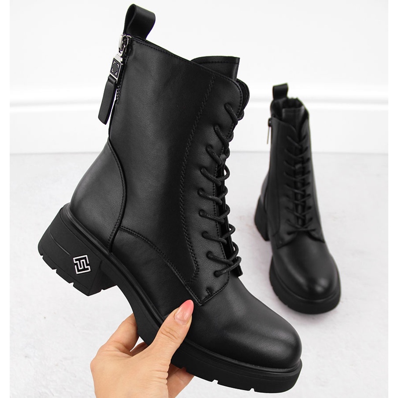 Botas femininas de couro, pretas, Vinceza 66683 preto 1
