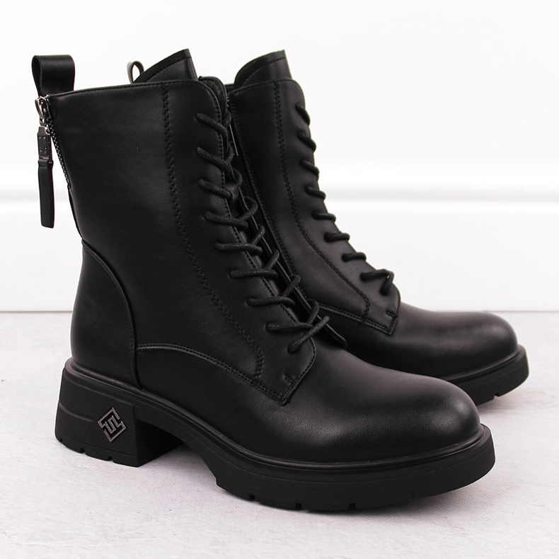 Botas femininas de couro, pretas, Vinceza 66683 preto 2