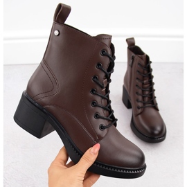 Botins femininos de couro marrom Vinceza 66722 1