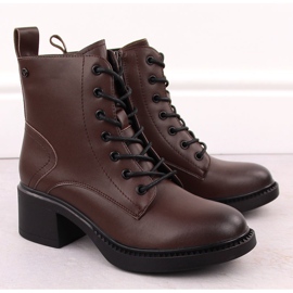 Botins femininos de couro marrom Vinceza 66722 2