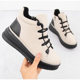 Botas femininas de couro com isolamento, bege, Artiker 55C1051 1