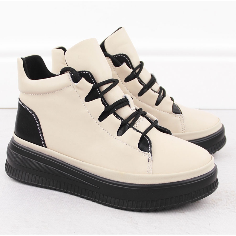 Botas femininas de couro com isolamento, bege, Artiker 55C1051 2