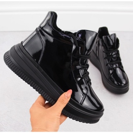 Botas femininas pretas com isolamento de couro envernizado Artiker 55C1049 preto 1