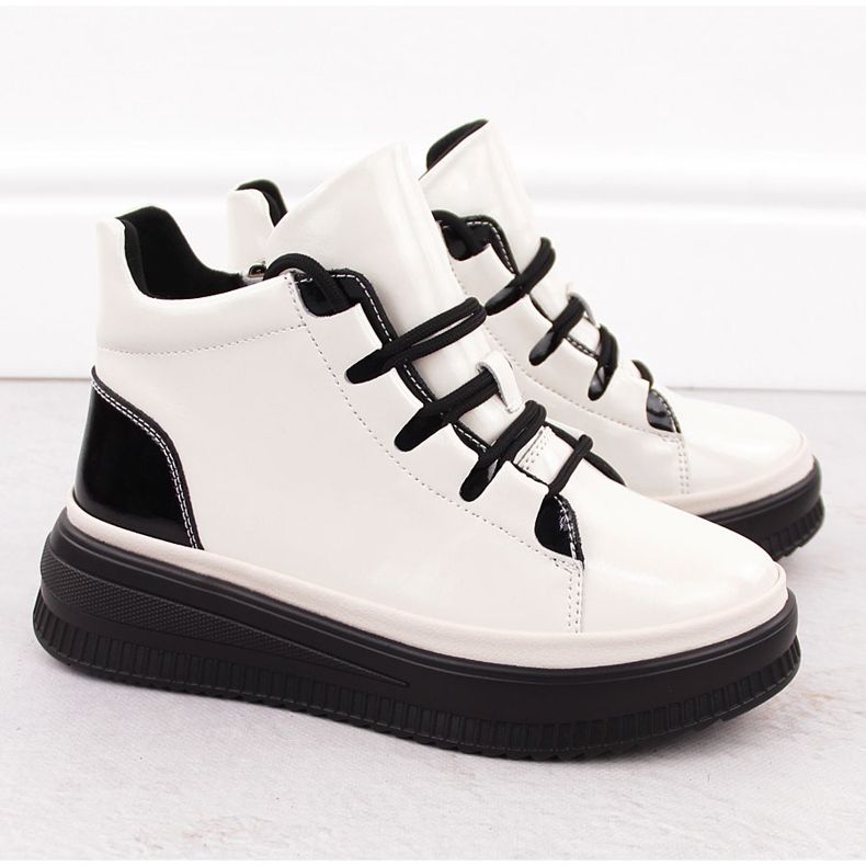 Botas femininas com isolamento de couro envernizado Ekri Artiker 55C1043 bege 2