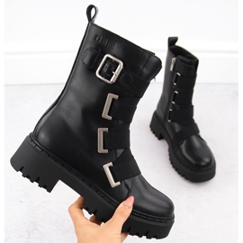 Botas femininas de couro, pretas Big Star OO274A256 preto 1