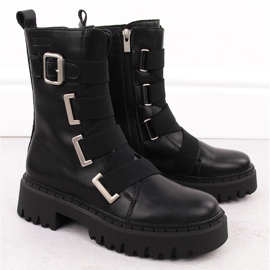 Botas femininas de couro, pretas Big Star OO274A256 preto 2