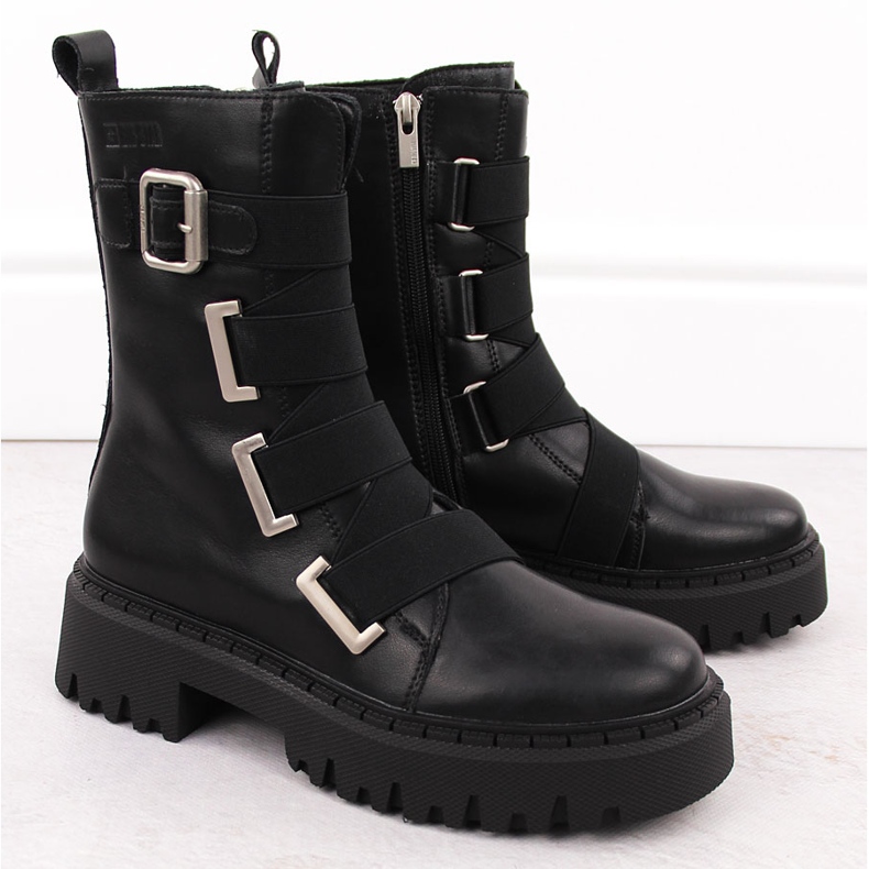 Botas femininas de couro, pretas Big Star OO274A256 preto 2