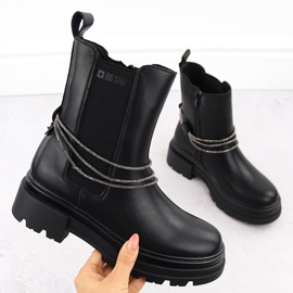 Botas femininas de couro Chelsea pretas Big Star preto 1