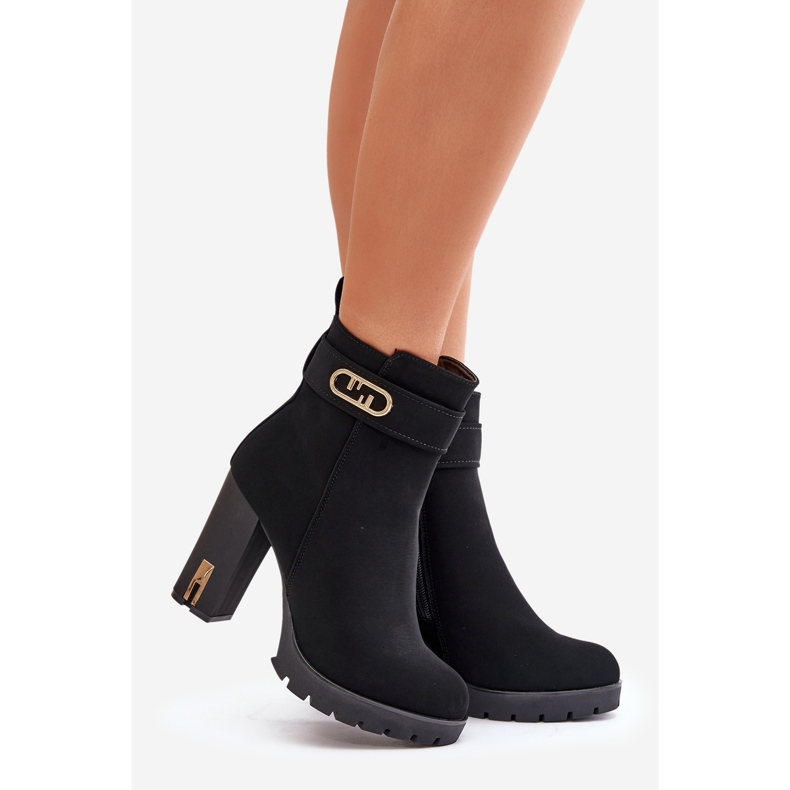 Botins femininos isolados com zíper, Preto Narielis 1