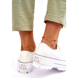 Tênis plataforma de tecido Big Star LL274150 branco 3