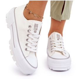 Tênis plataforma de tecido Big Star LL274150 branco 4