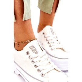 Tênis plataforma de tecido Big Star LL274150 branco 2
