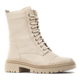WASAK Botins femininos de couro com renda alta inverno 0640 cru bege 1 WASAK Botins femininos de couro com renda alta inverno 0640 cru bege 1