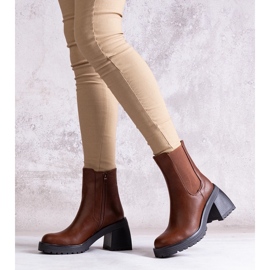 Botins femininos marrons em couro ecológico Ariane marrom 1