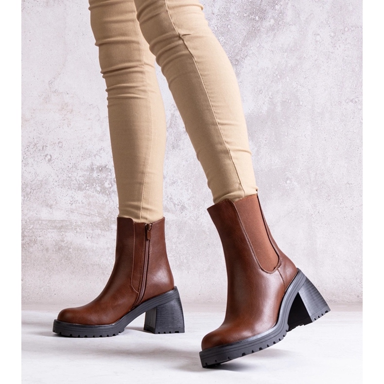 Botins femininos marrons em couro ecológico Ariane marrom 2