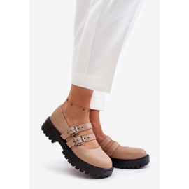 Sapatos femininos com tiras de couro ecológico, bege Terione 1