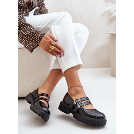 Sapatos femininos com tiras Terione pretas envernizadas preto 1