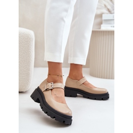 Sapatos femininos bege com fivela Plikuria 2