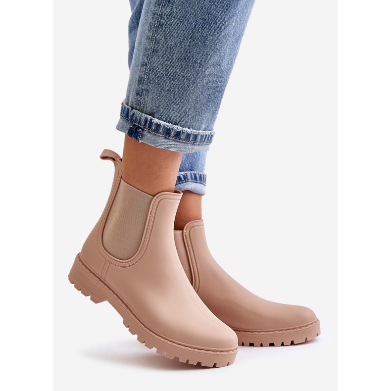 Botas Wellington femininas com inserções elásticas, Bege Ciariel 1