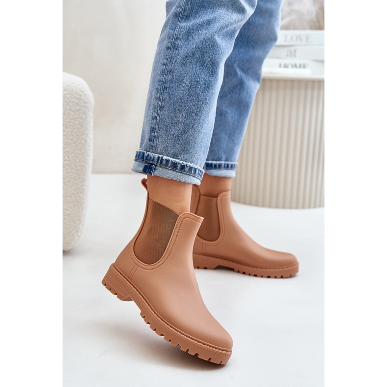 Botas Wellington femininas com inserções elásticas, Marrom Ciariel bege 2 Botas Wellington femininas com inserções elásticas, Marrom Ciariel bege 2
