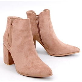 Croix Khaki Botins de salto alto com bico amendoado bege 1