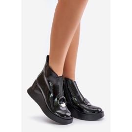 S.Barski Botas de cunha envernizadas isoladas D&amp;A MR880-136 pretas preto 1