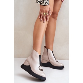 S.Barski Botas de cunha envernizadas isoladas D&amp;A MR880-136 Bege 2