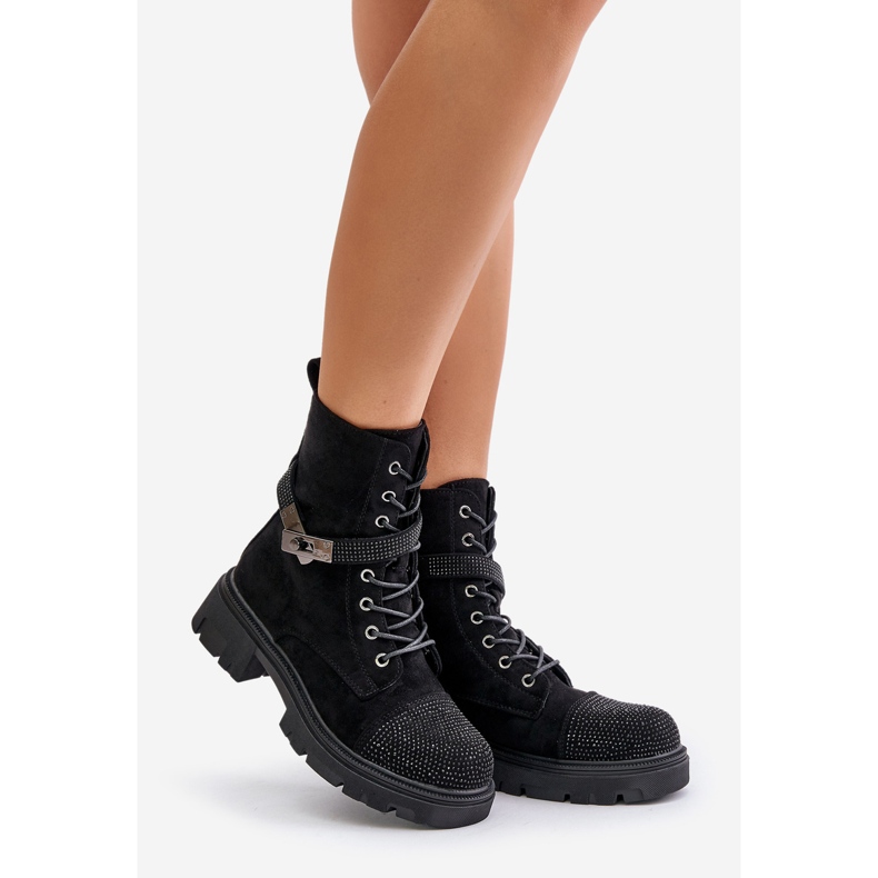 Botas de trabalho isoladas com decoração S.Barski HY42-281 pretas preto 1