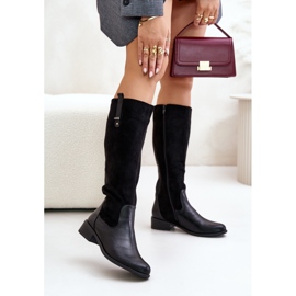 Jezzi Botas femininas acima do joelho isoladas com zíper pretas Ivasira preto 2