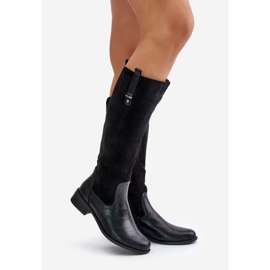 Jezzi Botas femininas acima do joelho isoladas com zíper pretas Ivasira preto 1