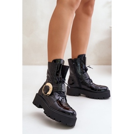 Zazoo 2942 Botas de couro para trabalho com fivela dourada, pretas preto 2 Zazoo 2942 Botas de couro para trabalho com fivela dourada, pretas preto 2