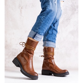 Botins marrons em couro ecológico Sahera castanho 1